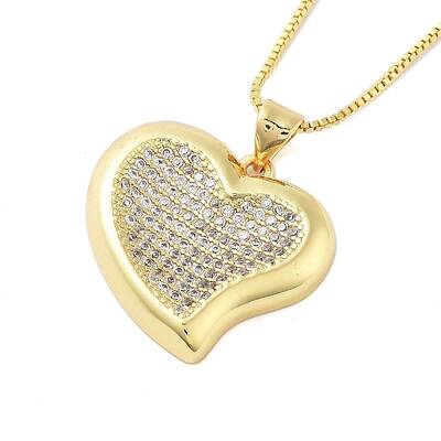 Brass Micro Pave Clear Cubic Zirconia Pendant Necklaces for Women