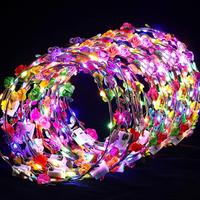 MICRENCY 30 piece set of LED luminous flower headbands for girls' hair crowns, light sensing flower crowns, sparkling flower ...