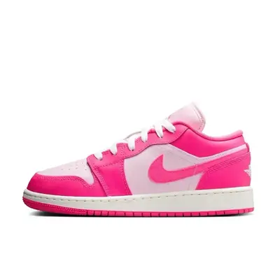 Nike Air Jordan 1 Low Valentine's Day Youth Women's Soft Pink Leather Casual Sneakers for Daily Wear Walking Shoes