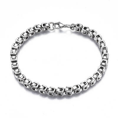 Non-Tarnish 201 Stainless Steel Byzantine Chain Bracelets