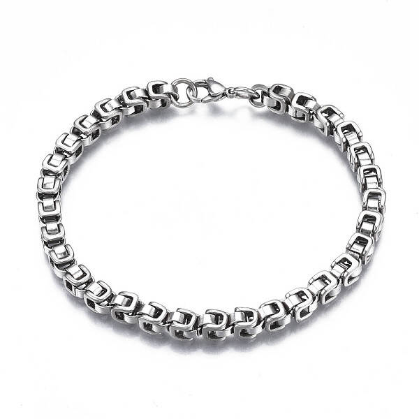 Non-Tarnish 201 Stainless Steel Byzantine Chain Bracelets