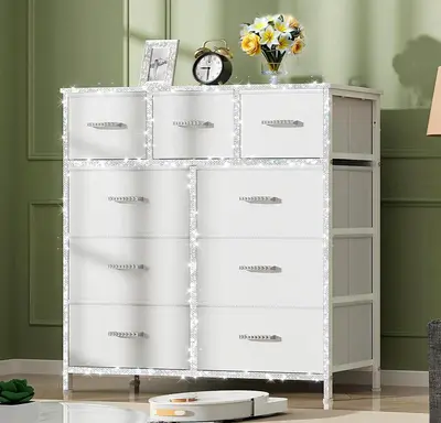 【Deals for You Days】Mr IRONSTONE 9 Drawers Dresser for Bedroom, Storage Drawers, Fabric Storage Tower with 9 Drawers, Che...