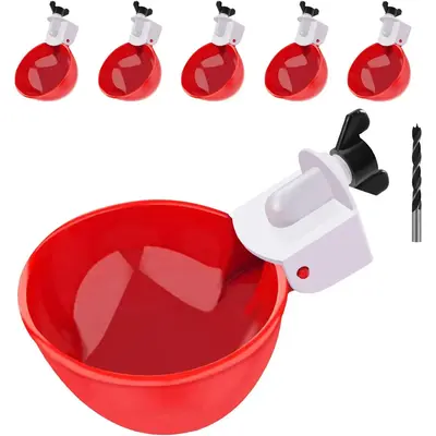 Chicken Waterer Cups, 6 Packs Large Chicken Watering Cups, Automatic Chicken Water Cups, Tee Fittings Poultry Feeder Cups Sui...