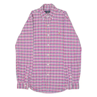 RALPH LAUREN Mens Shirt Pink Check Long Sleeve XS