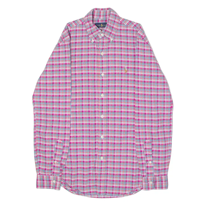 RALPH LAUREN Mens Shirt Pink Check Long Sleeve XS
