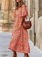 Women's All Over Print Dress, Boho Fashion Casual Long Dress for Daily Holiday Vacation Wear, Summer Dresses for Women, Women...