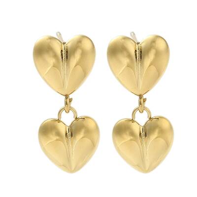 304 Stainless Steel Heart Stud Earrings for Women