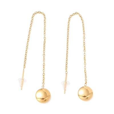 Long Chain with Round Ball Dangle Stud Earrings
