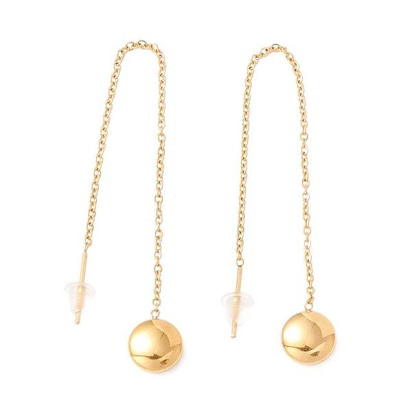 Long Chain with Round Ball Dangle Stud Earrings