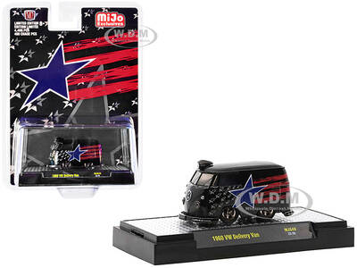 1960 Volkswagen Delivery Van Black with Stars and Stripes Graphics Limited Edition to 4400 pieces Worldwide 1/64 Diecast Mode...