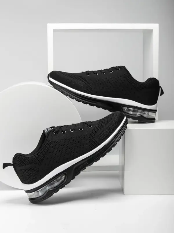 Father's Day Gift Sporty Lace-up Low Top Running Shoes, Trendy Plain Lace-up Soft-soled Comfortable Sneakers, Mesh Running Sh...