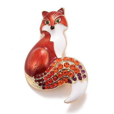 Rhinestone Fox Badge
