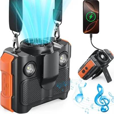 BLAVOR Bluetooth Waist Speaker, Bluetooth Speaker with HD Sound With Portable Fan , 16000RPM Strong Airflow Fan with up to 40...