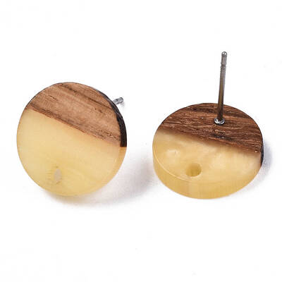 Resin & Walnut Wood Stud Earring Findings