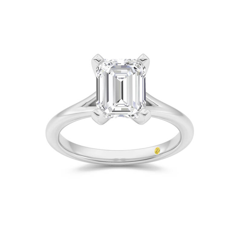 Luxen Split Shank Emerald Cut Lab Grown Diamond Solitaire Ring | 10K White Gold 4 CT. TW.