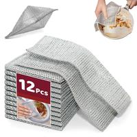 12 Counts Dishwashing Rags，Multipurpose Non-Scratch Wire Dishcloths for Wet and Dry Use, Reusable Wire Cleaning Cloths for ...