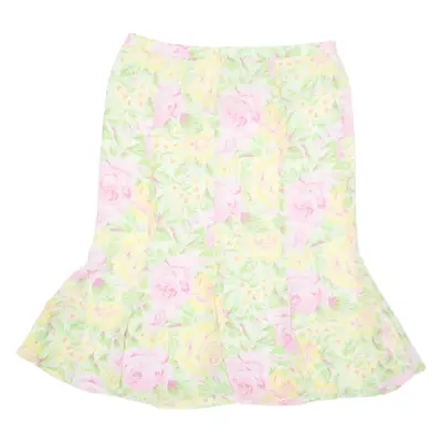 LIZ ROBERTS Womens Flare Skirt Yellow Midi Floral L