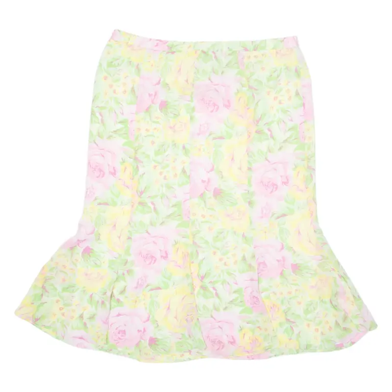 LIZ ROBERTS Womens Flare Skirt Yellow Midi Floral L
