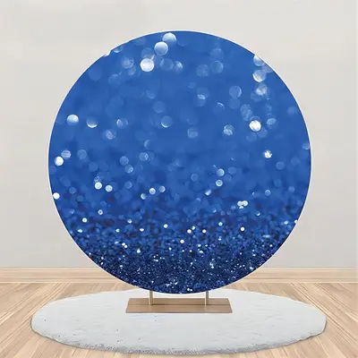Royal Blue Sparkle Bokeh Solid Color Round Backdrop - Aperturee