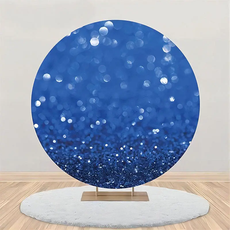 Royal Blue Sparkle Bokeh Solid Color Round Backdrop - Aperturee