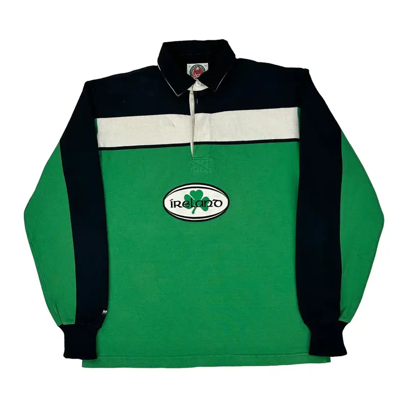 Ireland Barbarian Graphic Rugby Shirt - XL Green Cotton