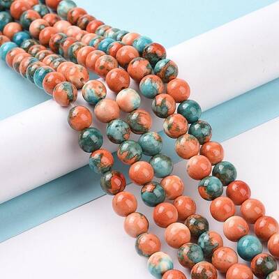 Synthetic Ocean White Jade Round Bead Strands