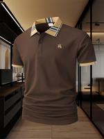 Men's Horse Print Asymmetrical Neck Polo Shirt, Regular Fit Casual Short Sleeve Button Top for Summer, Fashion Men's Clothes ...