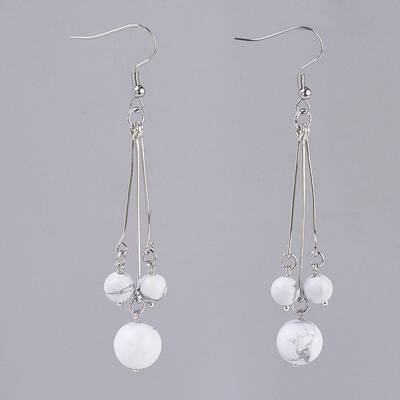 Natural Howlite Dangle Earrings