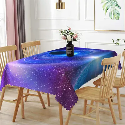 Purple Galaxy Space Star Halo Rectangle Tablecloth - Aperturee