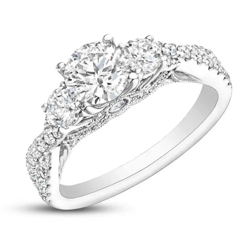 10K White Gold 1.5 CT.T.W .Round Cut Moissanite Engagement Ring