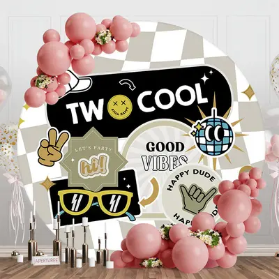 Round Two Cool Sunglasses Plaid Birthday Backdrop
