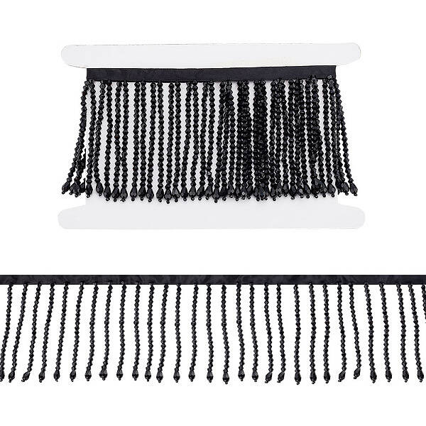AHADEMAKER 1 Yard Glass Beaded Tassel Ribbon