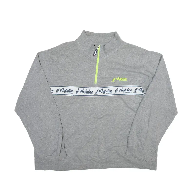 AUSTRALIAN 1/4 Zip Sweatshirt Grey High Neck Mens 2XL
