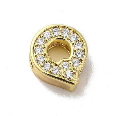 Brass Micro Pave Cubic Zirconia Beads