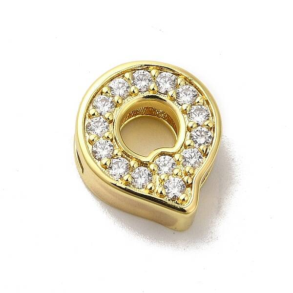 Brass Micro Pave Cubic Zirconia Beads