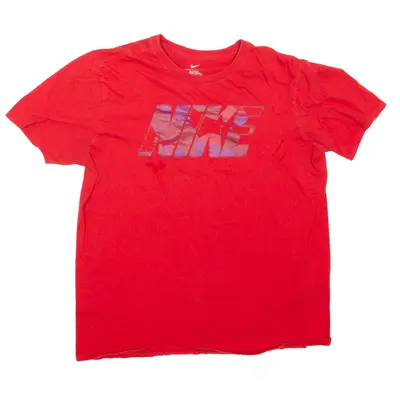 NIKE Atletic Cut T-Shirt Red Short Sleeve Mens L