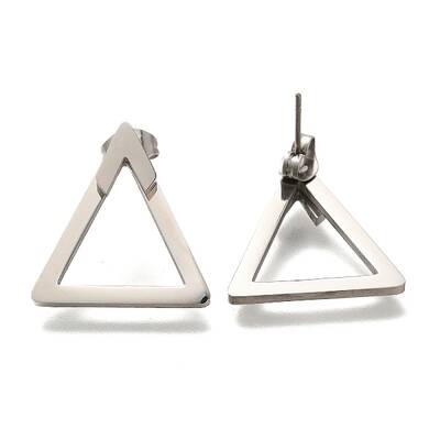304 Stainless Steel Hollow Triangle Stud Earrings