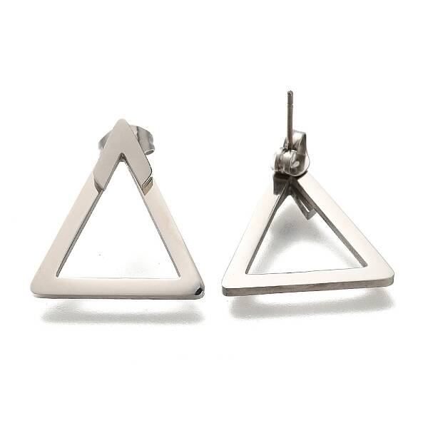 304 Stainless Steel Hollow Triangle Stud Earrings