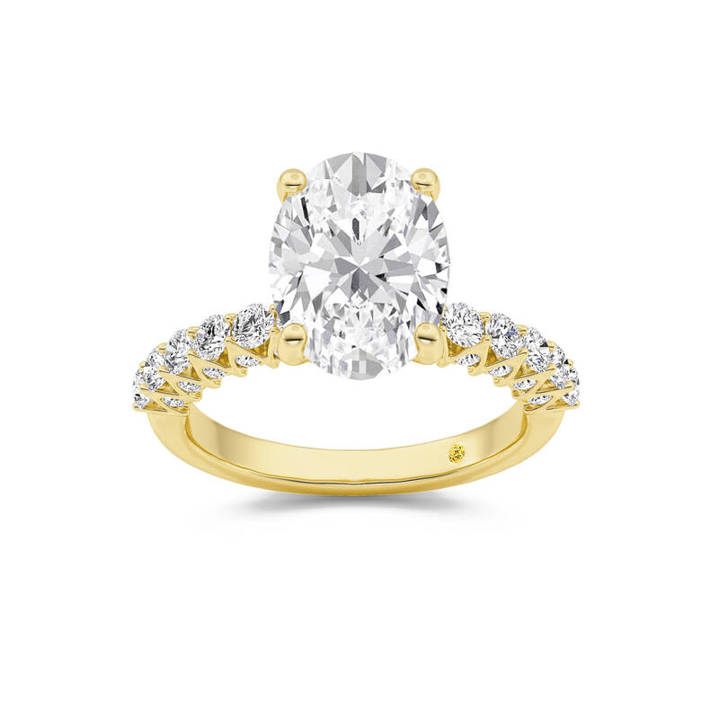 Verda Art Deco Inspired V-Prong Oval Lab Grown Diamond Engagement Ring | 10K Yellow Gold 2 5/8 CT. TW.