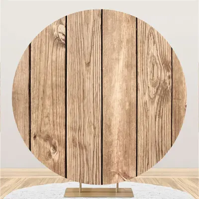 Aperturee Brown Stripe Wooden Circle Happy Birthday Backdrop | New Year Photo Booth Ideas | New Year Circle Backdrop Cover | ...