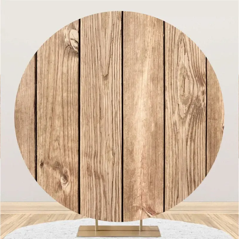 Aperturee Brown Stripe Wooden Circle Happy Birthday Backdrop | New Year Photo Booth Ideas | New Year Circle Backdrop Cover | ...