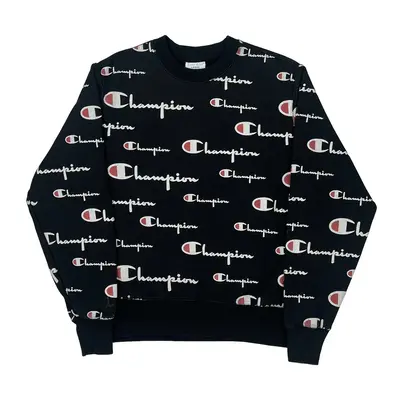 Reverse Weave Champion Spellout Sweatshirt - Large Black Cotton Blend