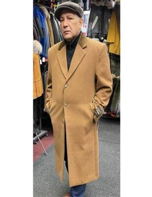 Mens Overcoat -Mens Long Wool Topcoats- Topcoat For Men-Mens Cashmere Blend Brown Full length Overcoat