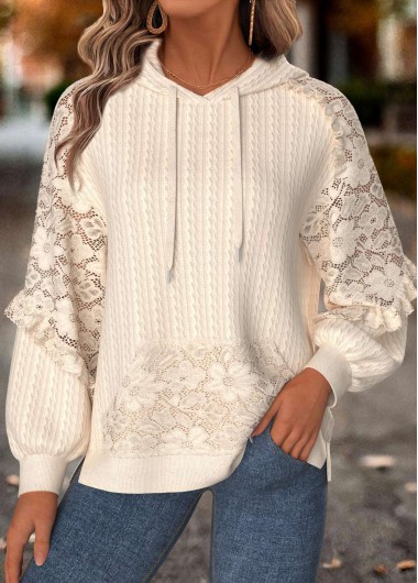 Modlily Beige Tummy Coverage Long Sleeve Hoodie - XL