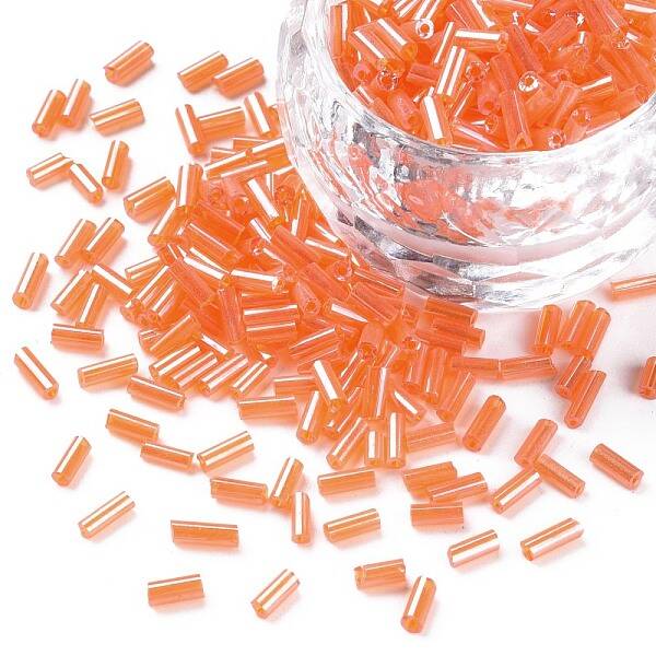 Transparent Colours Luster Glass Bugle Beads