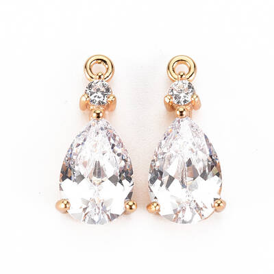 Brass Micro Pave Clear Cubic Zirconia Pendants