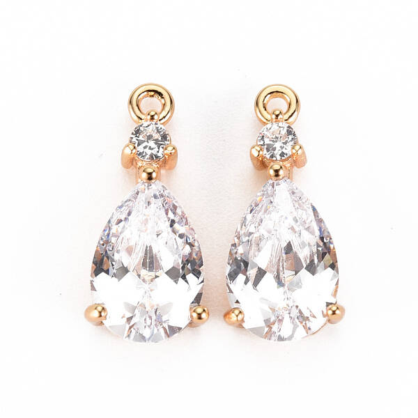 Brass Micro Pave Clear Cubic Zirconia Pendants