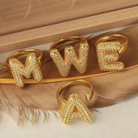[Holiday gift ] New 26 English letter rings fashionable chubby balloon letter rings with adjustable opening for women