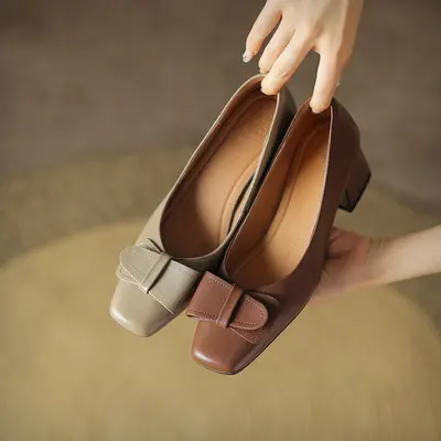 CHIKO Mykayla Square Toe Block Heels Pumps Shoes