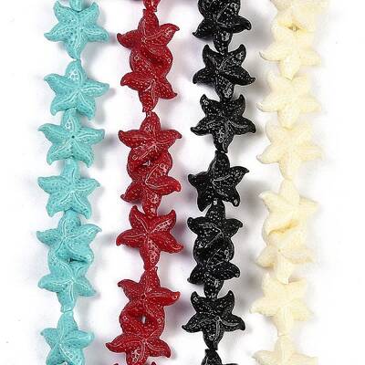 Synthetic Coral Dyed Carved Beads Strands